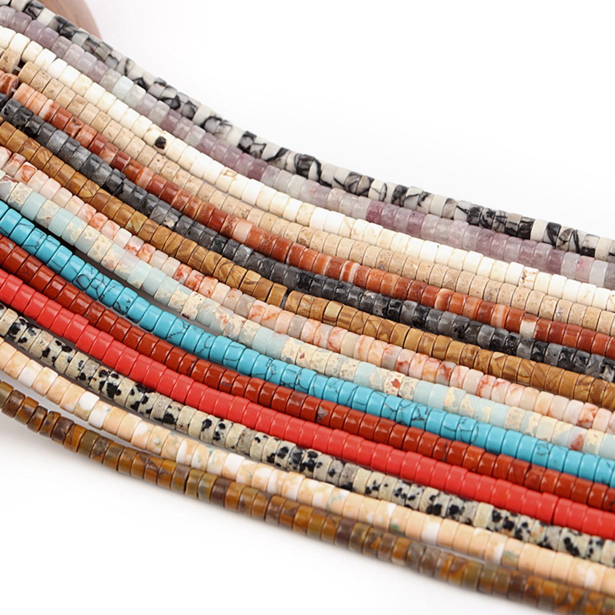 1 Strand 4x2mm Natural Flat Spacer Gemstone Beads Charming Crystal Agate Colored Stones for DIY Bracelet Necklace Jewelry Making