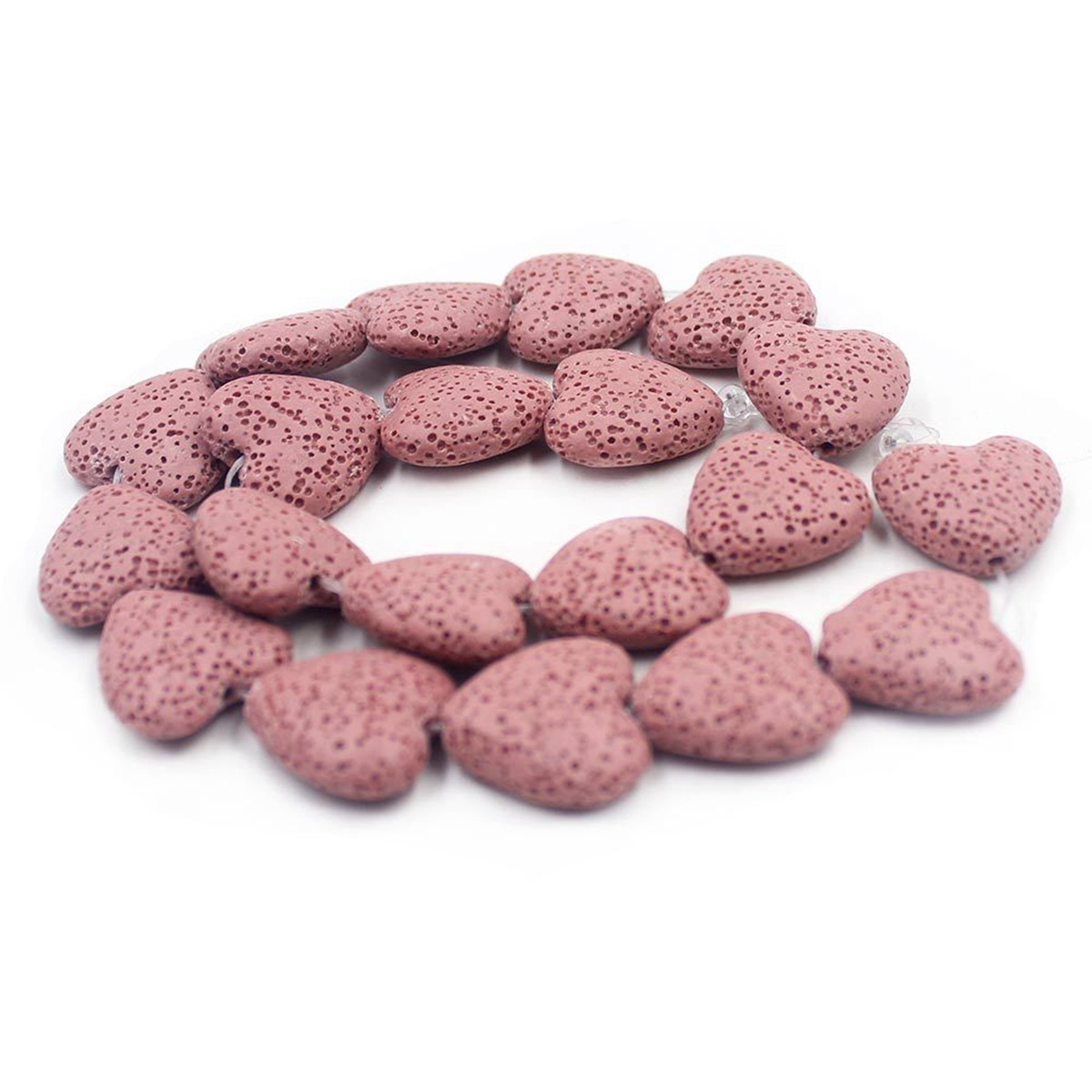 20mm Natural Heart-shaped Dyed Colorful Lava Stone Loose Beads Chakra Energy Beads  for DIY Jewelry Making