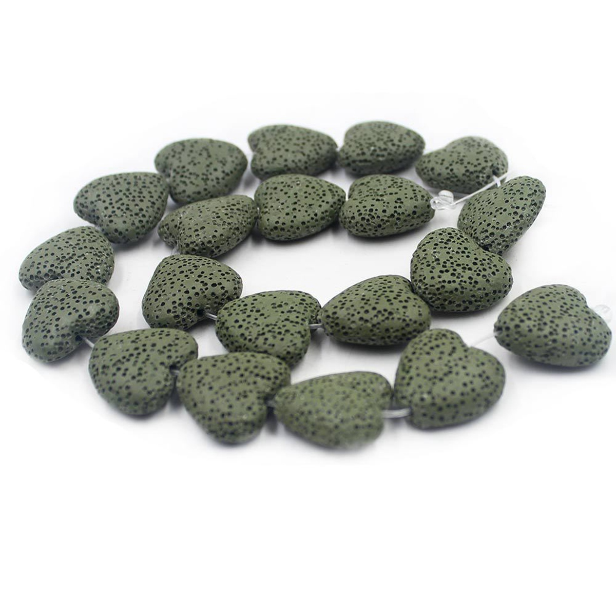 20mm Natural Heart-shaped Dyed Colorful Lava Stone Loose Beads Chakra Energy Beads  for DIY Jewelry Making