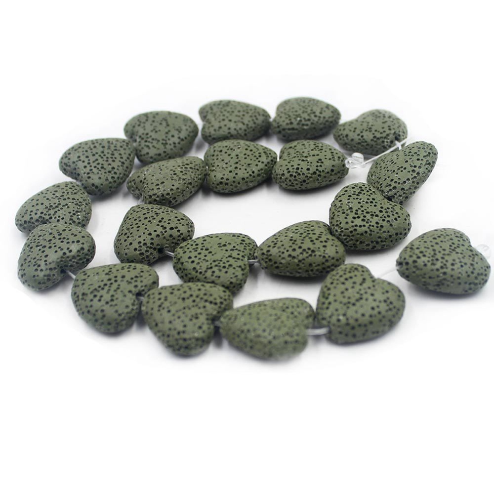 20mm Natural Heart-shaped Dyed Colorful Lava Stone Loose Beads Chakra Energy Beads  for DIY Jewelry Making