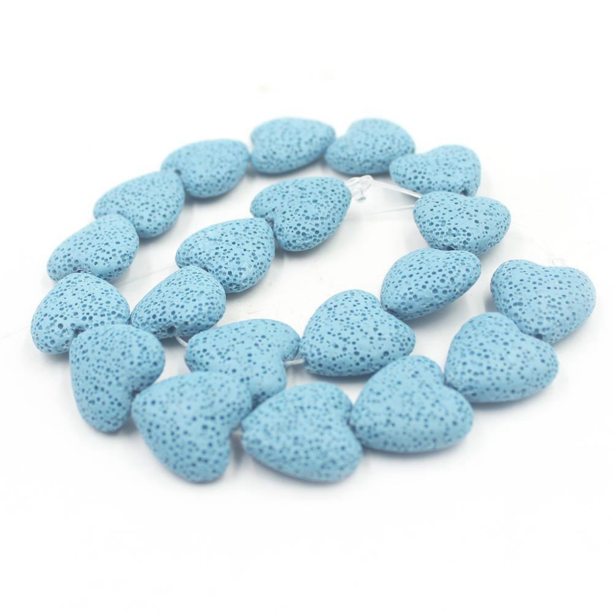 20mm Natural Heart-shaped Dyed Colorful Lava Stone Loose Beads Chakra Energy Beads  for DIY Jewelry Making