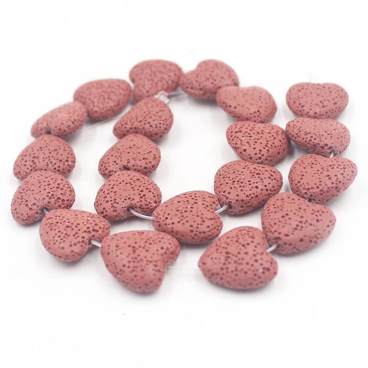 20mm Natural Heart-shaped Dyed Colorful Lava Stone Loose Beads Chakra Energy Beads  for DIY Jewelry Making