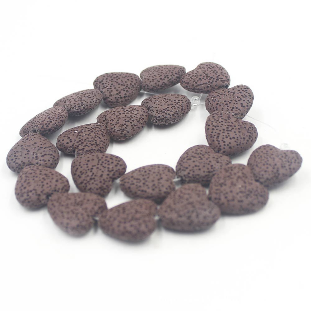 20mm Natural Heart-shaped Dyed Colorful Lava Stone Loose Beads Chakra Energy Beads  for DIY Jewelry Making