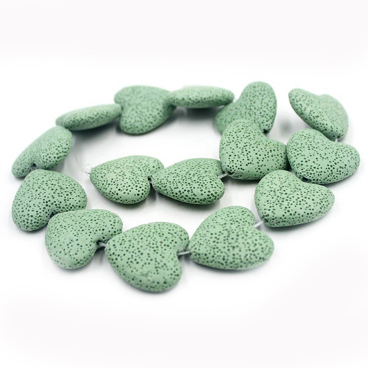 28mm Natural Chakra Energy Beads Heart-shaped Dyed Colorful Lava Stone Loose Beads for DIY Jewelry Making