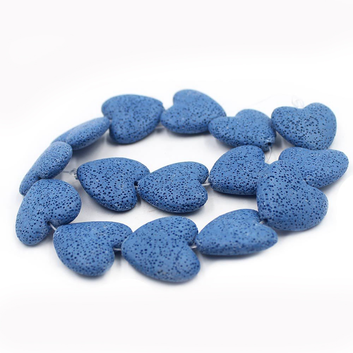 28mm Natural Chakra Energy Beads Heart-shaped Dyed Colorful Lava Stone Loose Beads for DIY Jewelry Making