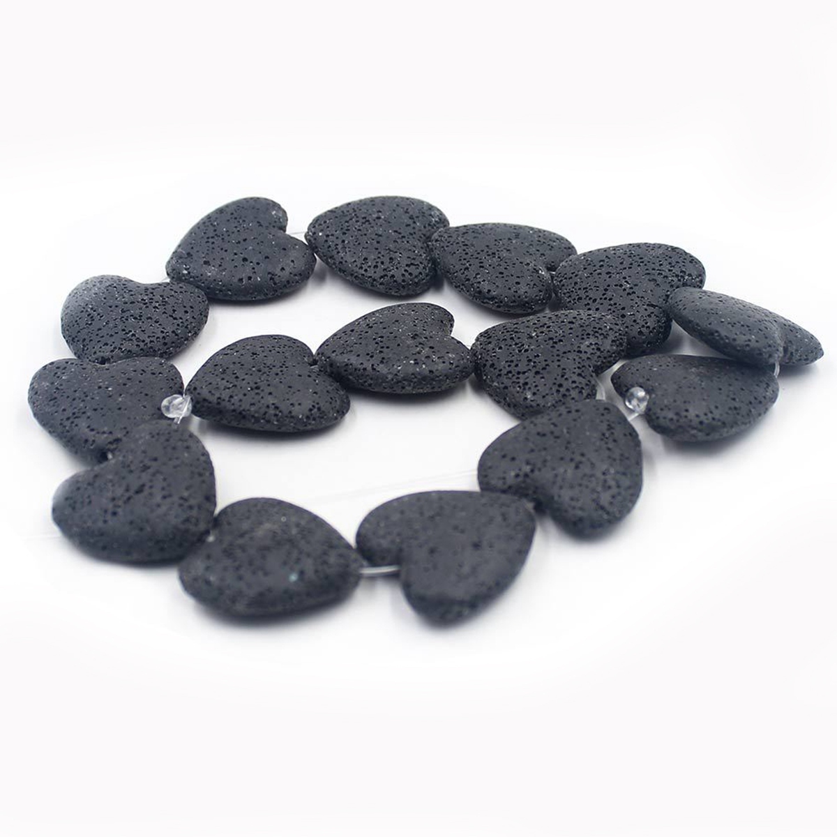 28mm Natural Chakra Energy Beads Heart-shaped Dyed Colorful Lava Stone Loose Beads for DIY Jewelry Making