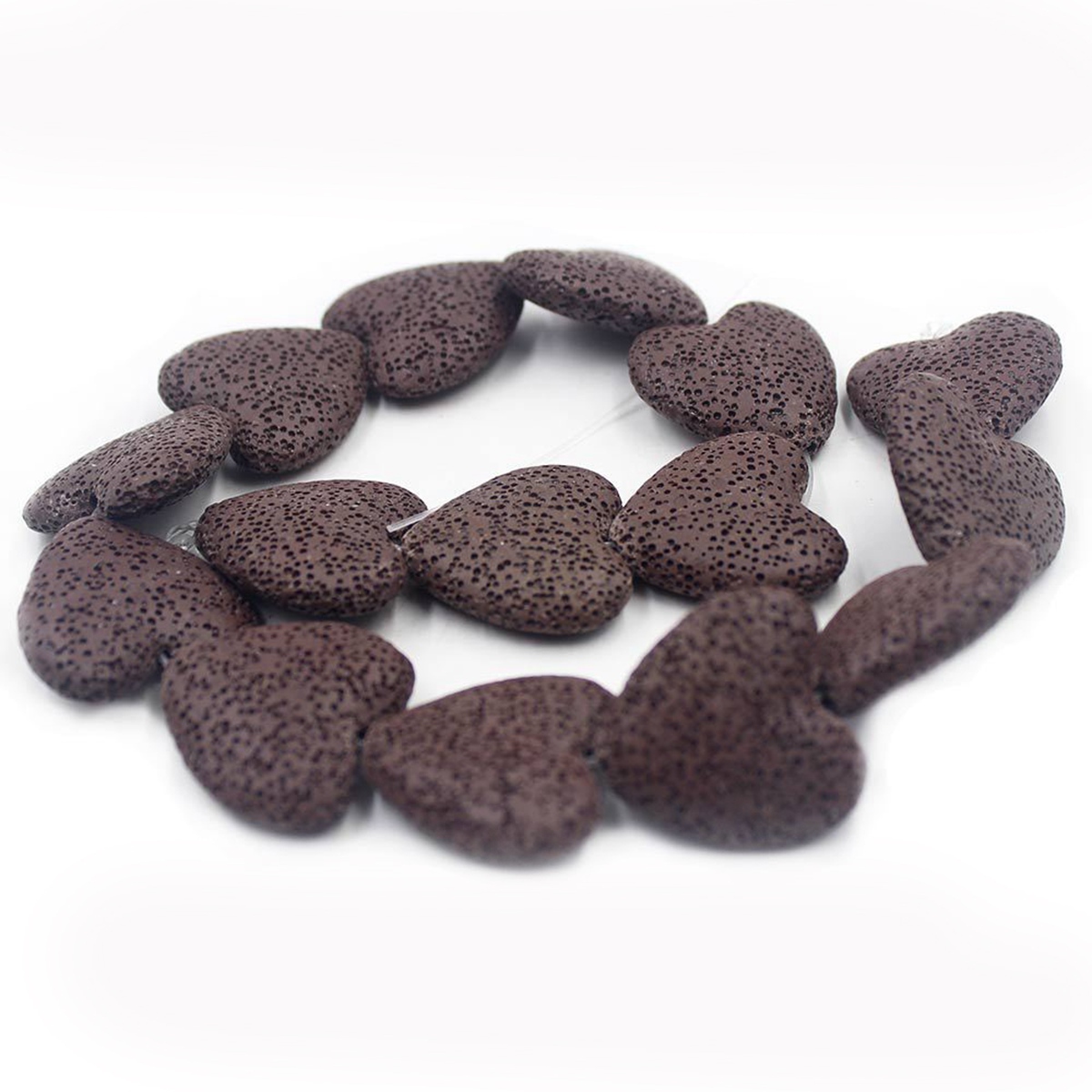 28mm Natural Chakra Energy Beads Heart-shaped Dyed Colorful Lava Stone Loose Beads for DIY Jewelry Making