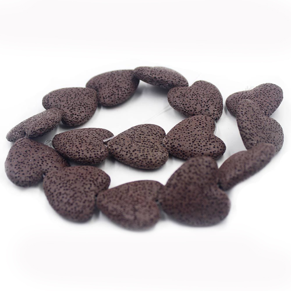 28mm Natural Chakra Energy Beads Heart-shaped Dyed Colorful Lava Stone Loose Beads for DIY Jewelry Making