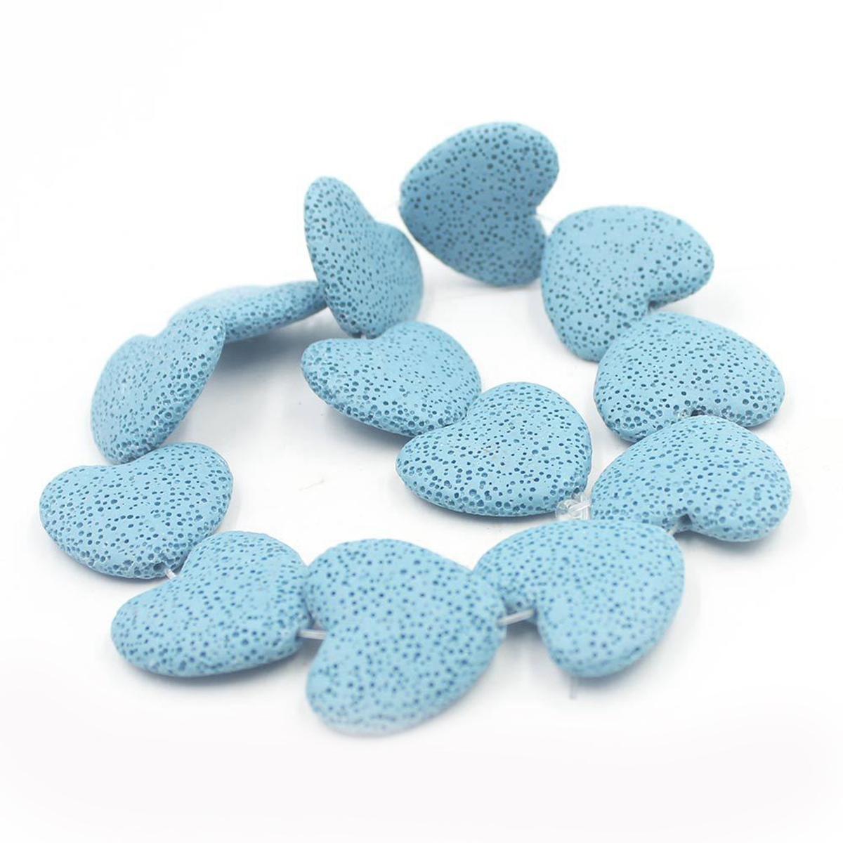 28mm Natural Chakra Energy Beads Heart-shaped Dyed Colorful Lava Stone Loose Beads for DIY Jewelry Making