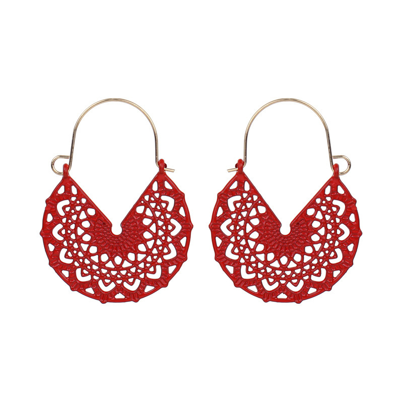 1 Pair V-shaped Hollow Alloy Earrings Colored Ear Hook Charms for Women Girls