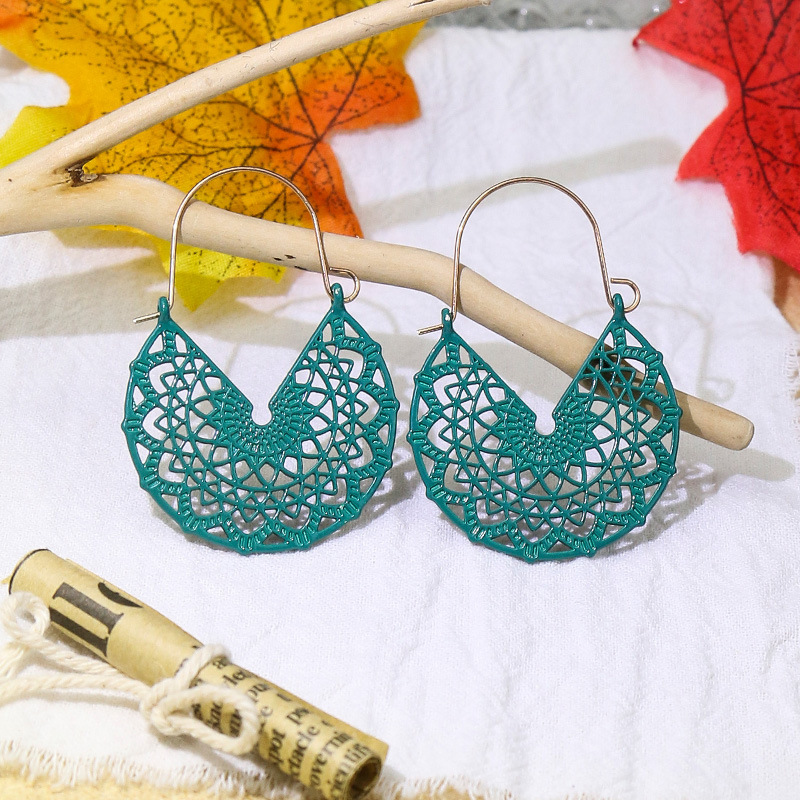 1 Pair V-shaped Hollow Alloy Earrings Colored Ear Hook Charms for Women Girls