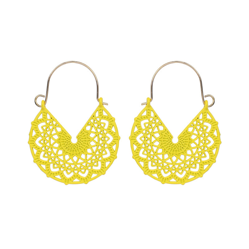 1 Pair V-shaped Hollow Alloy Earrings Colored Ear Hook Charms for Women Girls