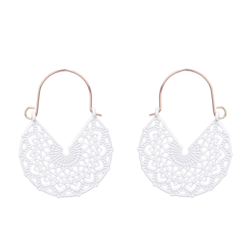 1 Pair V-shaped Hollow Alloy Earrings Colored Ear Hook Charms for Women Girls