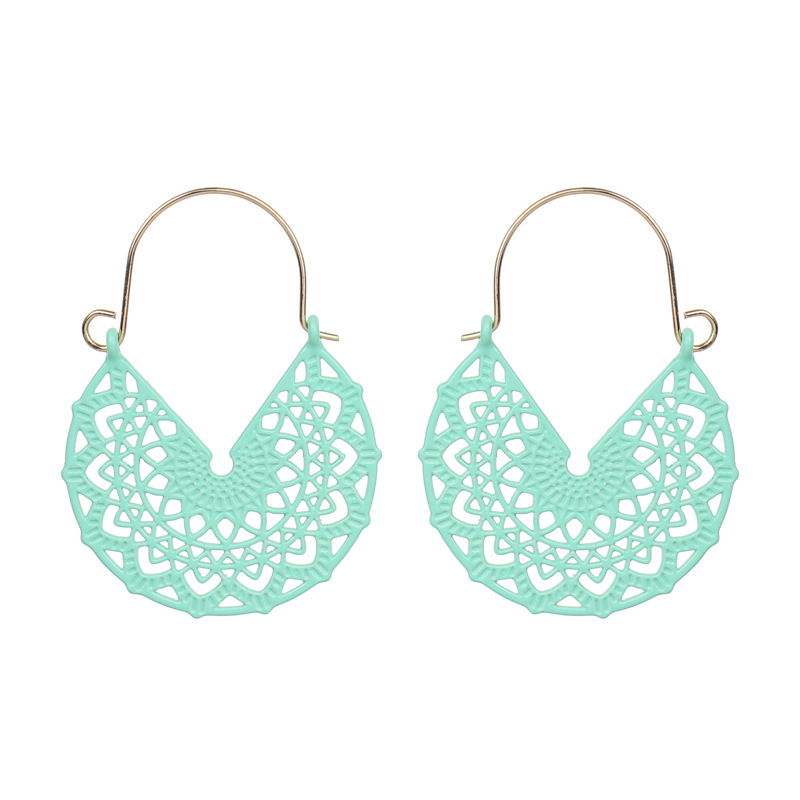 1 Pair V-shaped Hollow Alloy Earrings Colored Ear Hook Charms for Women Girls