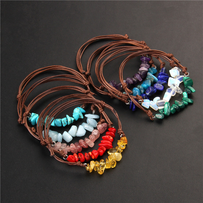 Bohemian Retro Gemstone Woven Bracelet Chakra Bead Bracelet for Women Girls