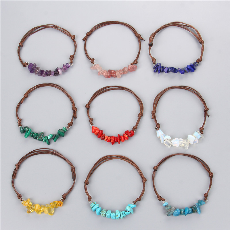 Bohemian Retro Gemstone Woven Bracelet Chakra Bead Bracelet for Women Girls