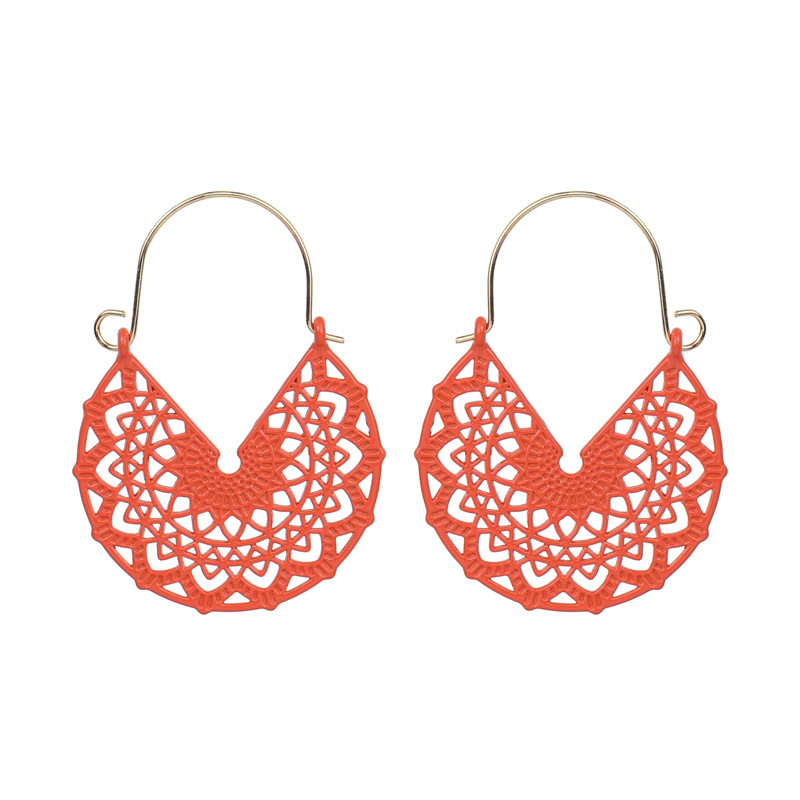 1 Pair V-shaped Hollow Alloy Earrings Colored Ear Hook Charms for Women Girls