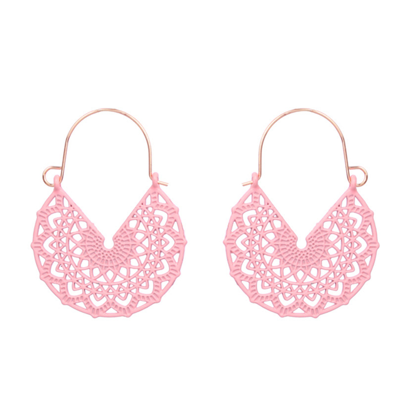 1 Pair V-shaped Hollow Alloy Earrings Colored Ear Hook Charms for Women Girls