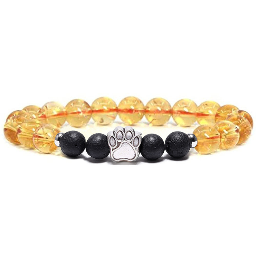 1 Pc Natural Round Gemstone Beads Bracelet Stretch Elastic Bracelets with Black Beads for Women Men
