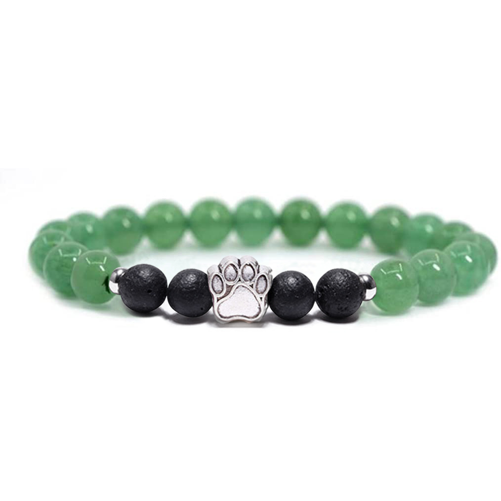 1 Pc Natural Round Gemstone Beads Bracelet Stretch Elastic Bracelets with Black Beads for Women Men