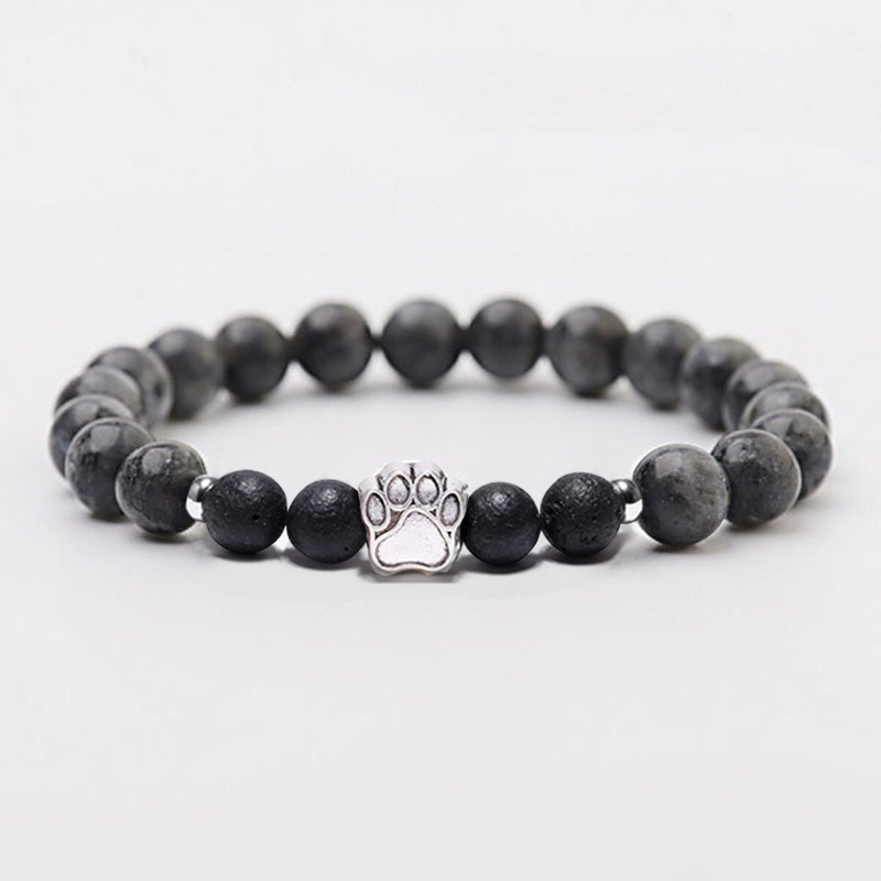 1 Pc Natural Round Gemstone Beads Bracelet Stretch Elastic Bracelets with Black Beads for Women Men