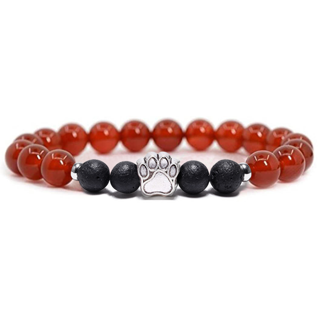 1 Pc Natural Round Gemstone Beads Bracelet Stretch Elastic Bracelets with Black Beads for Women Men