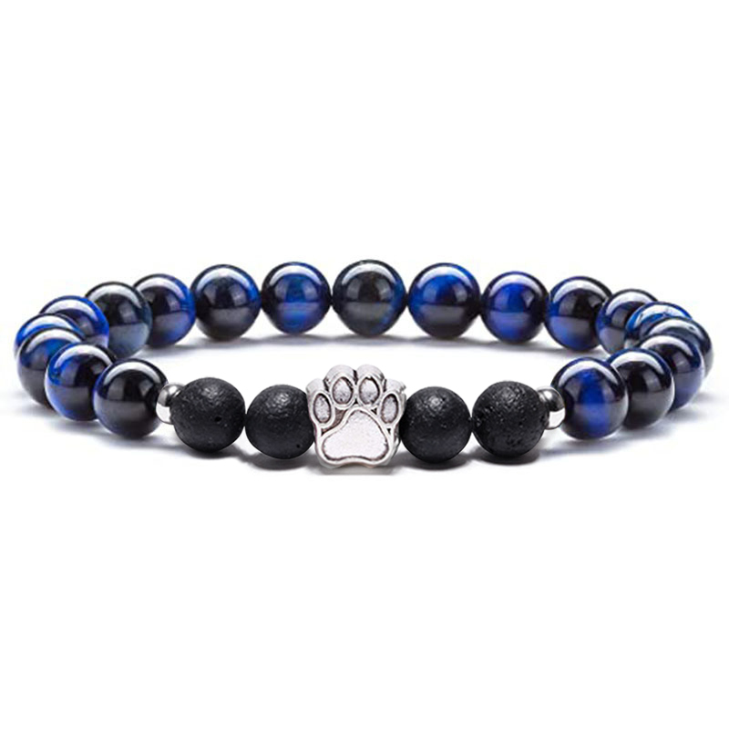 1 Pc Natural Round Gemstone Beads Bracelet Stretch Elastic Bracelets with Black Beads for Women Men