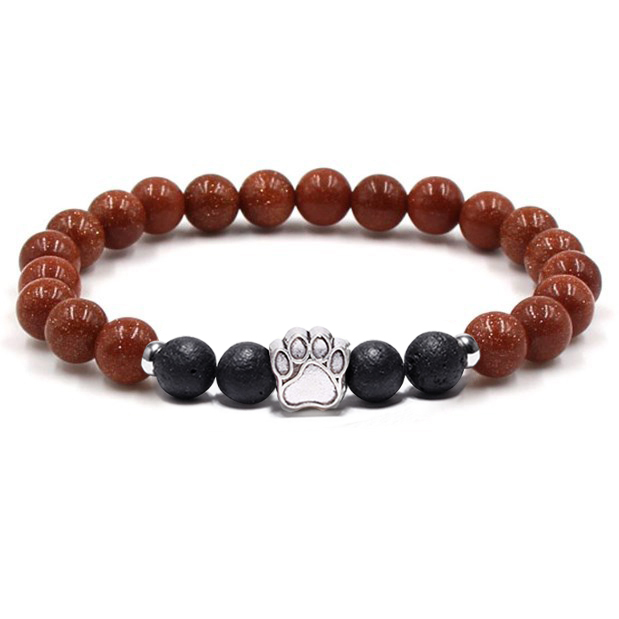 1 Pc Natural Round Gemstone Beads Bracelet Stretch Elastic Bracelets with Black Beads for Women Men