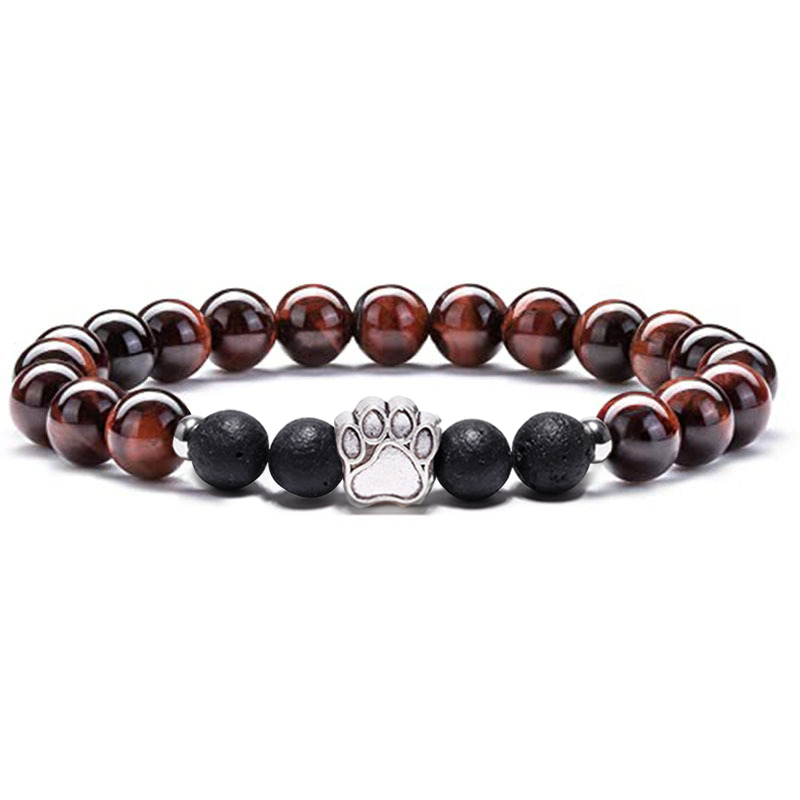 1 Pc Natural Round Gemstone Beads Bracelet Stretch Elastic Bracelets with Black Beads for Women Men