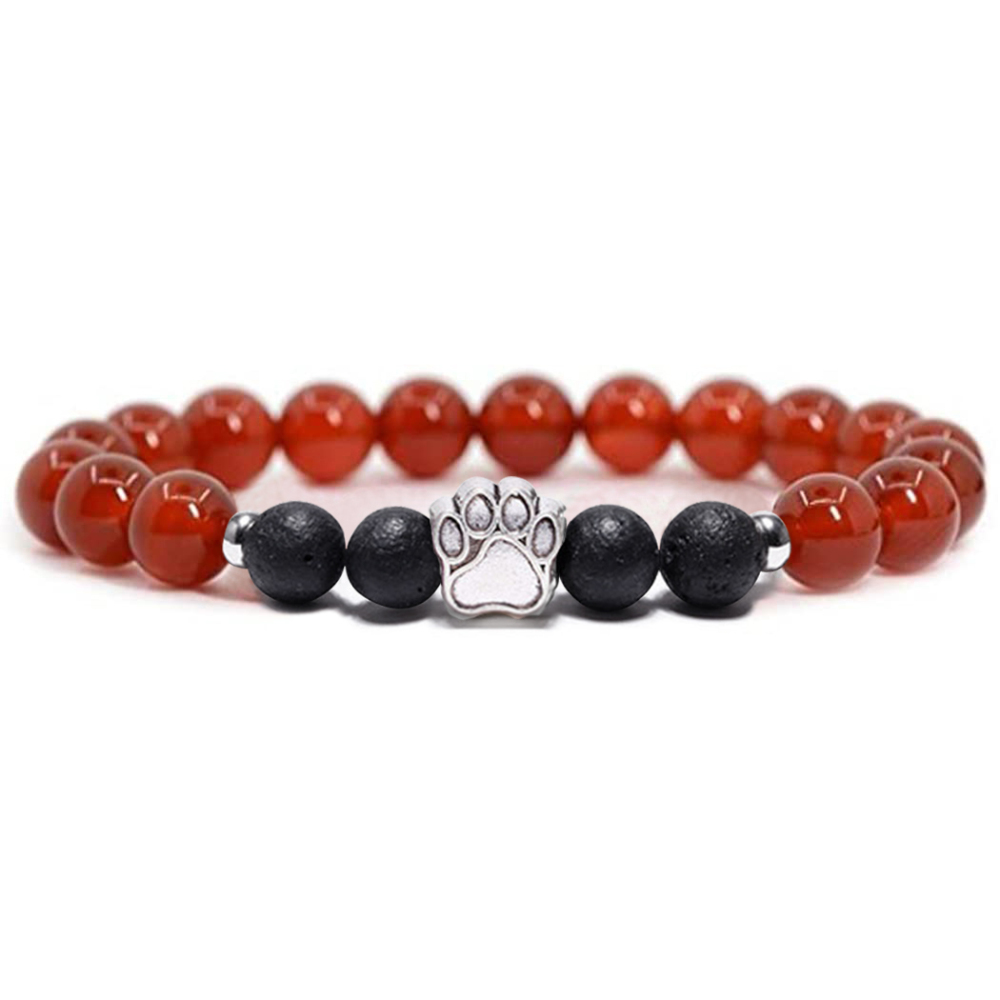 1 Pc Natural Round Gemstone Beads Bracelet Stretch Elastic Bracelets with Black Beads for Women Men