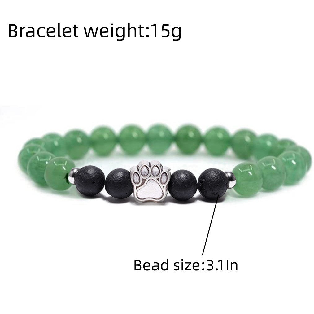 1 Pc Natural Round Gemstone Beads Bracelet Stretch Elastic Bracelets with Black Beads for Women Men