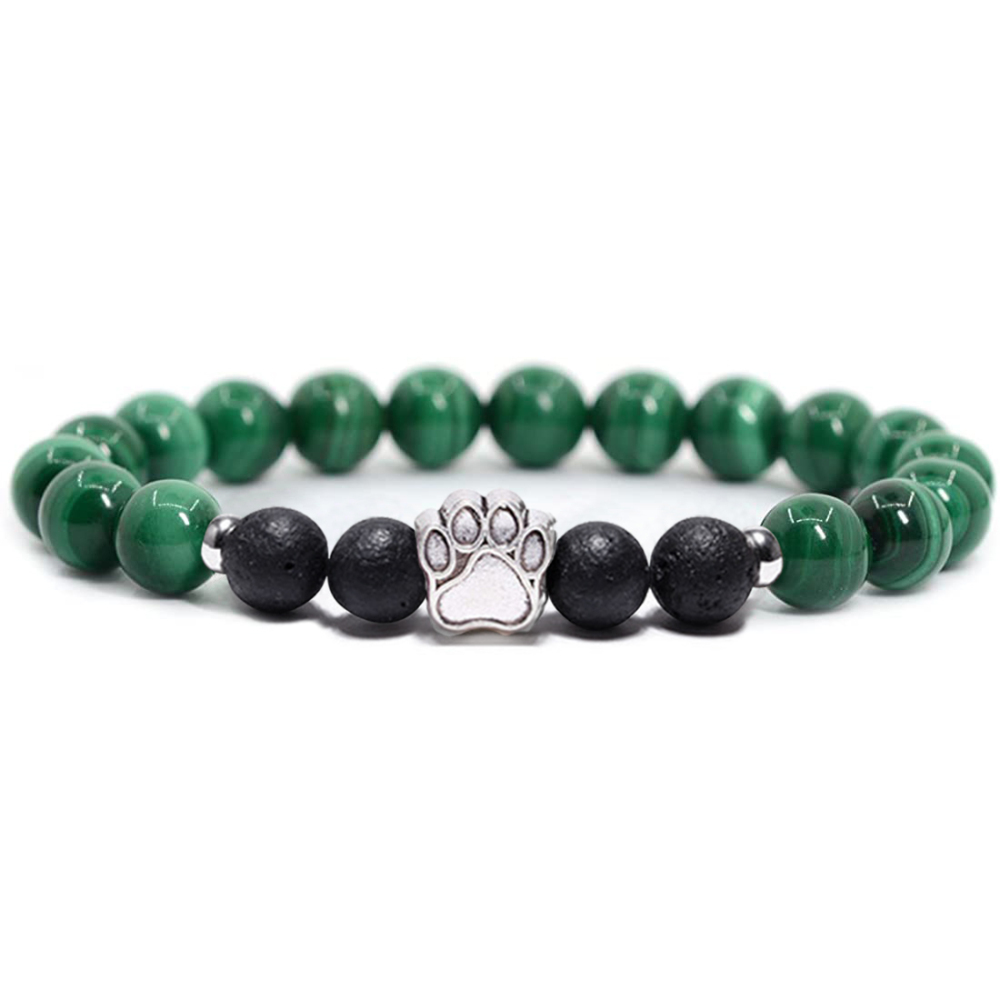 1 Pc Natural Round Gemstone Beads Bracelet Stretch Elastic Bracelets with Black Beads for Women Men