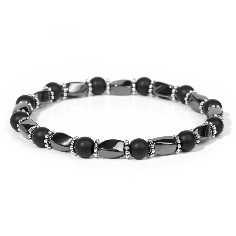 6MM Natural Energy Power Gemstone Bracelets Magnetic Hematite Twist Stretch Stone for Men Women