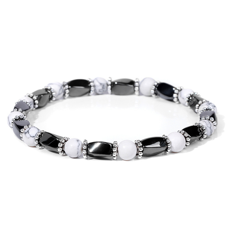 6MM Natural Energy Power Gemstone Bracelets Magnetic Hematite Twist Stretch Stone for Men Women