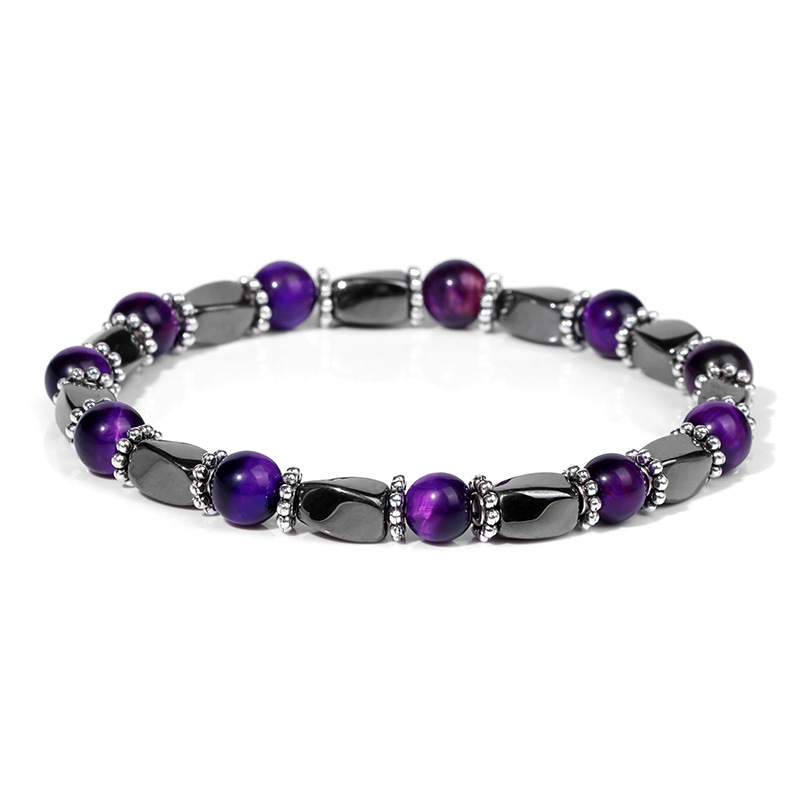 6MM Natural Energy Power Gemstone Bracelets Magnetic Hematite Twist Stretch Stone for Men Women