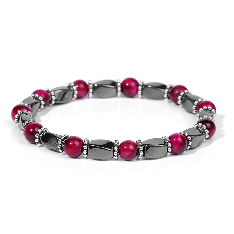 6MM Natural Energy Power Gemstone Bracelets Magnetic Hematite Twist Stretch Stone for Men Women