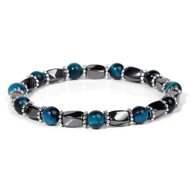 6MM Natural Energy Power Gemstone Bracelets Magnetic Hematite Twist Stretch Stone for Men Women