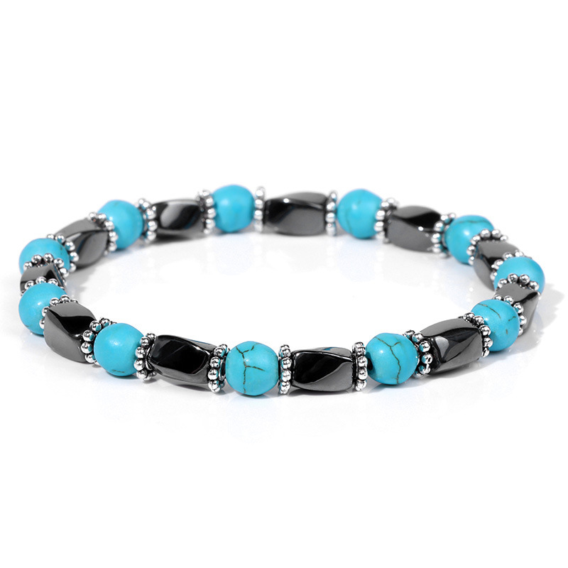 6MM Natural Energy Power Gemstone Bracelets Magnetic Hematite Twist Stretch Stone for Men Women