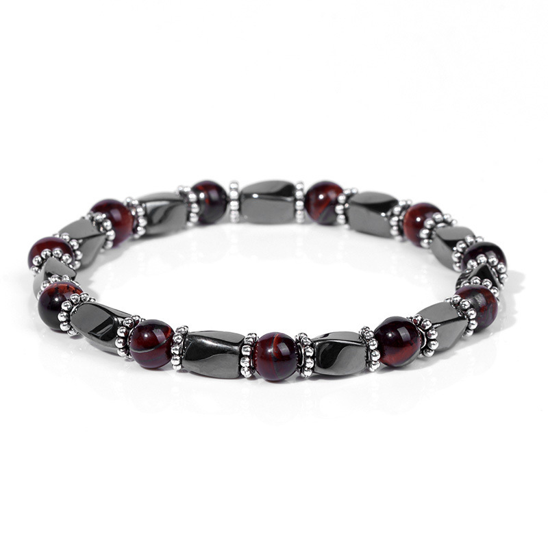 6MM Natural Energy Power Gemstone Bracelets Magnetic Hematite Twist Stretch Stone for Men Women