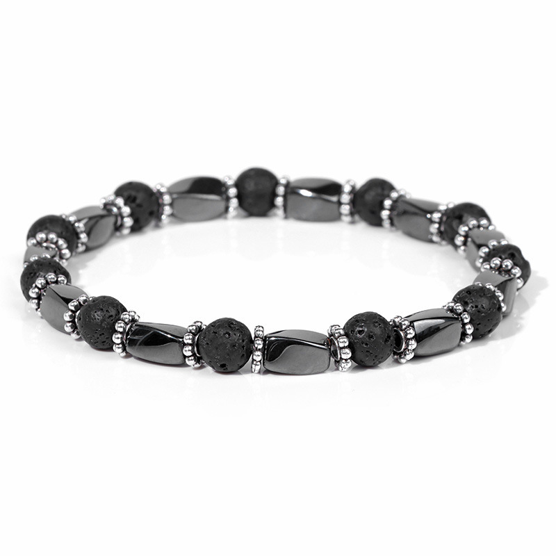 6MM Natural Energy Power Gemstone Bracelets Magnetic Hematite Twist Stretch Stone for Men Women