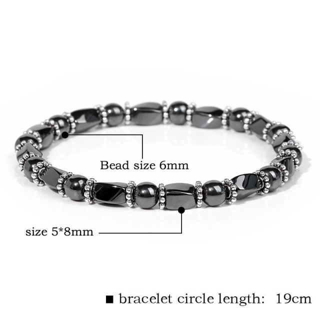 6MM Natural Energy Power Gemstone Bracelets Magnetic Hematite Twist Stretch Stone for Men Women