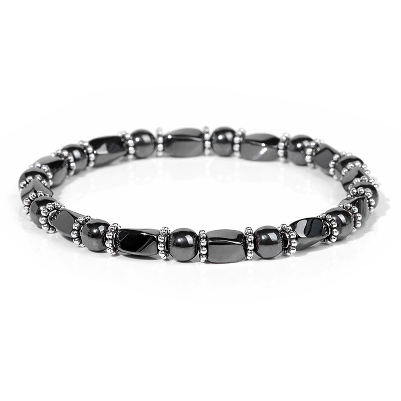 6MM Natural Energy Power Gemstone Bracelets Magnetic Hematite Twist Stretch Stone for Men Women
