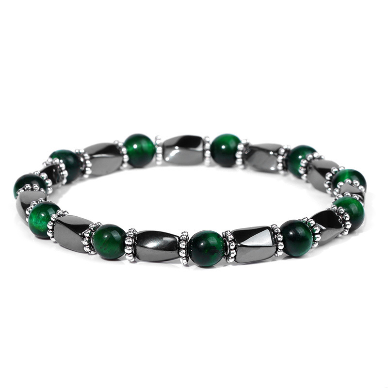 6MM Natural Energy Power Gemstone Bracelets Magnetic Hematite Twist Stretch Stone for Men Women