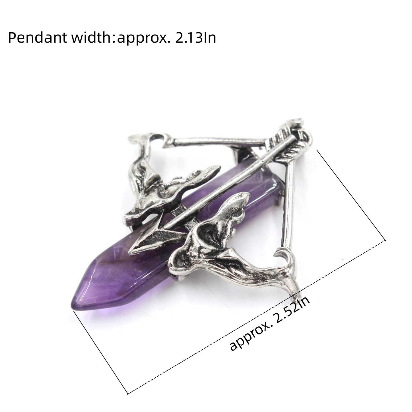 1 Pc Love Cupid's Bow and Arrow Crystal Pendant Necklace Gemstone Jewelry for Women Men