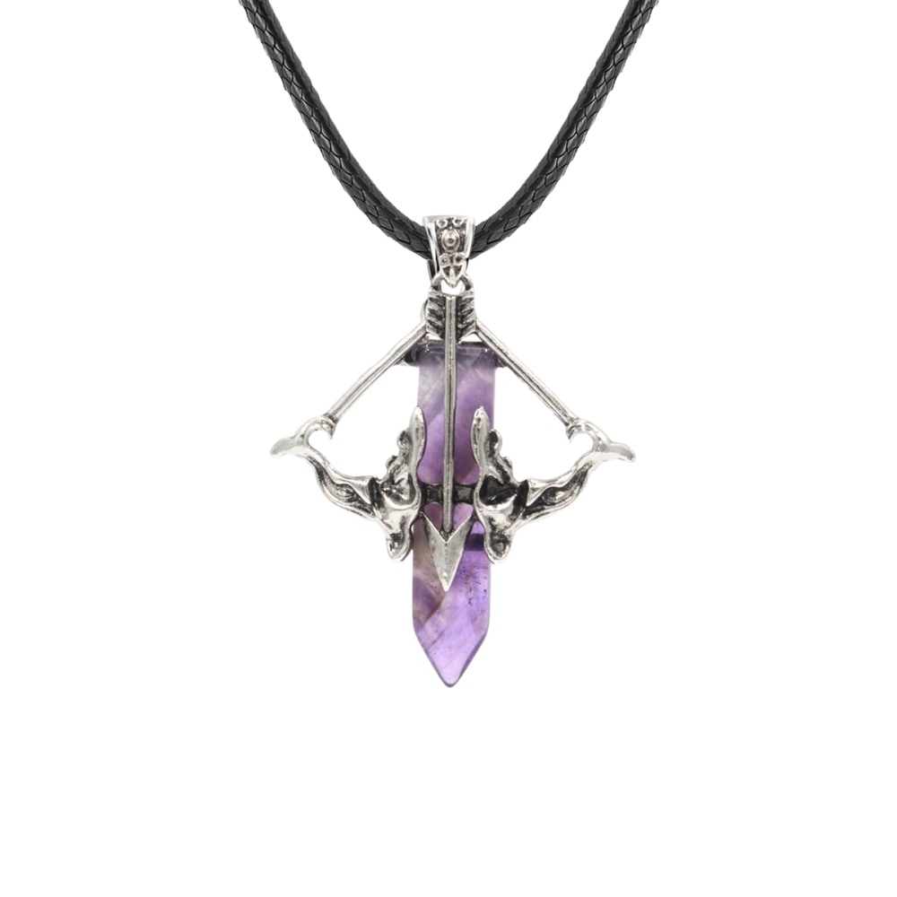 1 Pc Love Cupid's Bow and Arrow Crystal Pendant Necklace Gemstone Jewelry for Women Men