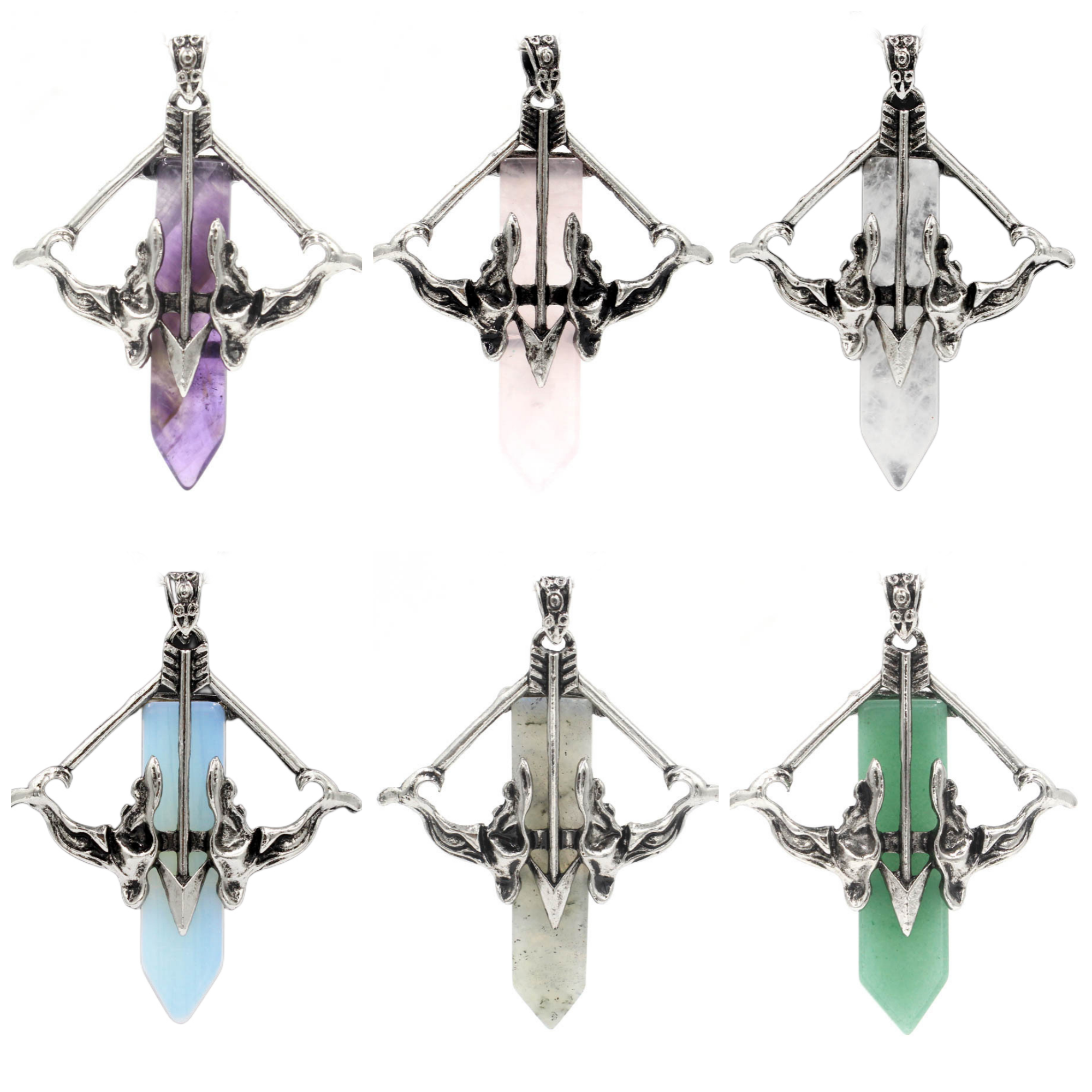 1 Pc Love Cupid's Bow and Arrow Crystal Pendant Necklace Gemstone Jewelry for Women Men