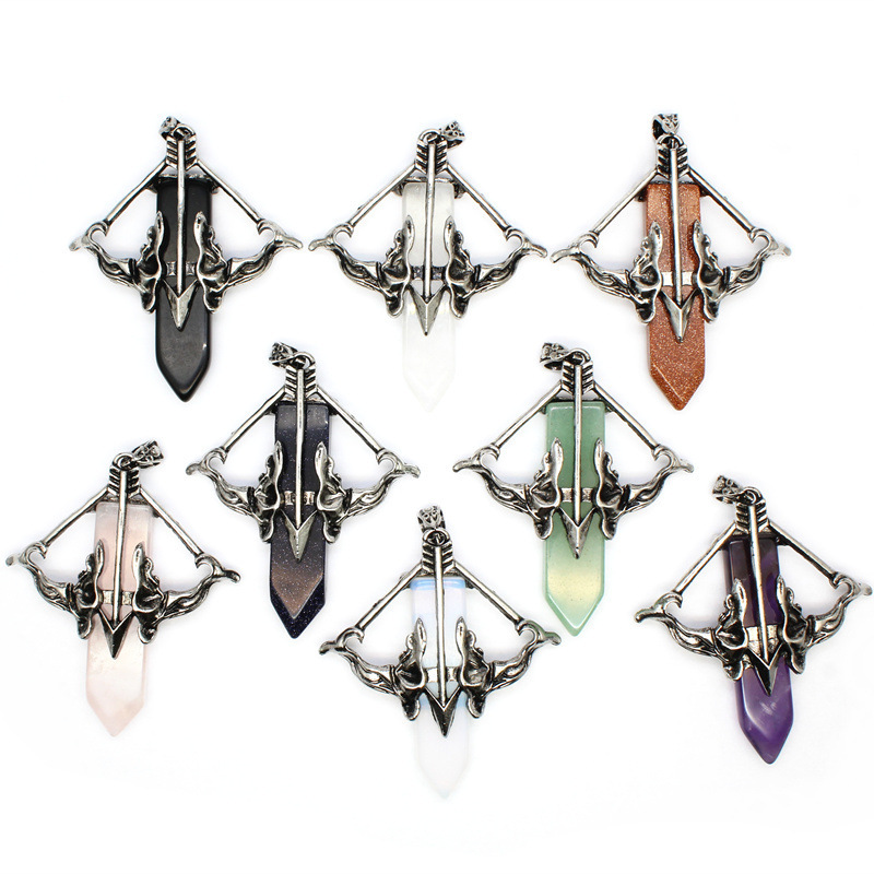 1 Pc Love Cupid's Bow and Arrow Crystal Pendant Necklace Gemstone Jewelry for Women Men