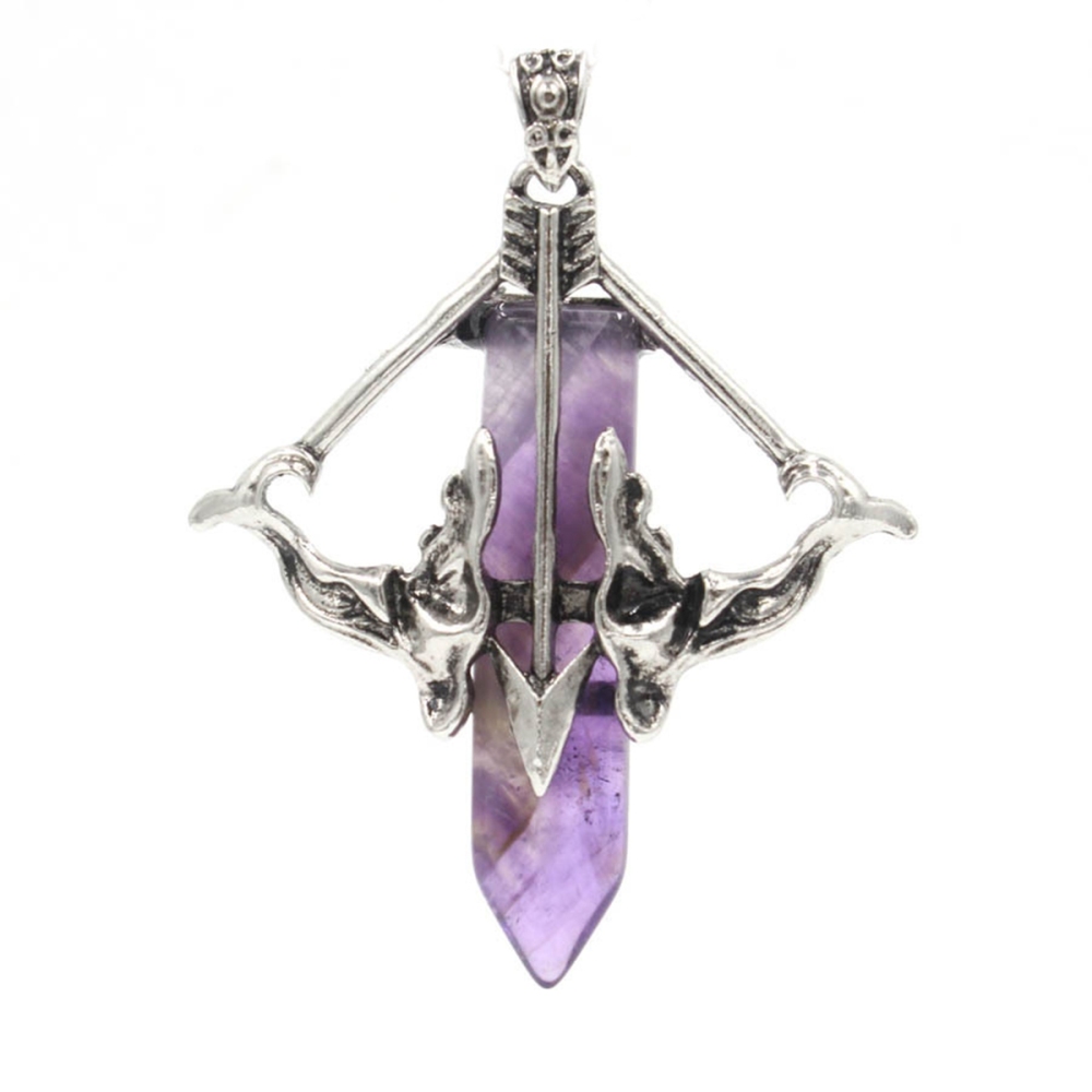 1 Pc Love Cupid's Bow and Arrow Crystal Pendant Necklace Gemstone Jewelry for Women Men