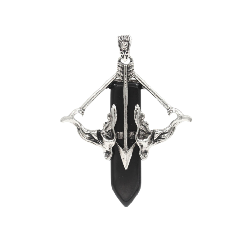 1 Pc Love Cupid's Bow and Arrow Crystal Pendant Necklace Gemstone Jewelry for Women Men