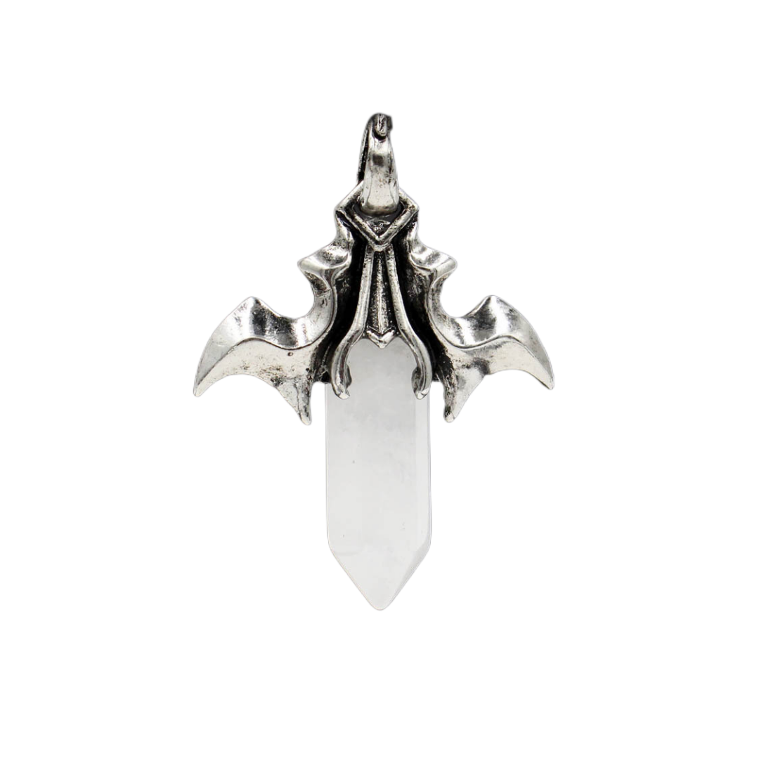 1 Pc Bat Crystal Pendant Necklace Spiritual Energy Healing Hexagonal Gemstone Jewelry for Men Women